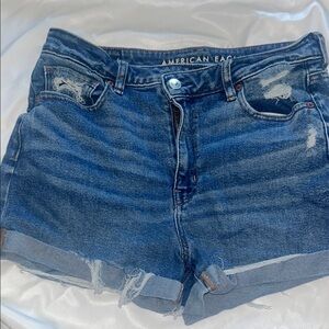 American Eagle Outfitters Blue Jean Shorts Distressed Cut-Off